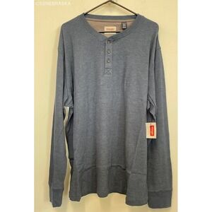 Wrangler Blue/Gray Long-Sleeve Henley Waffle Shirt‎ - Size 2XL